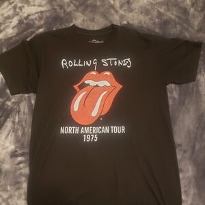 the Rolling Stones Black Tee with White Printed Logo